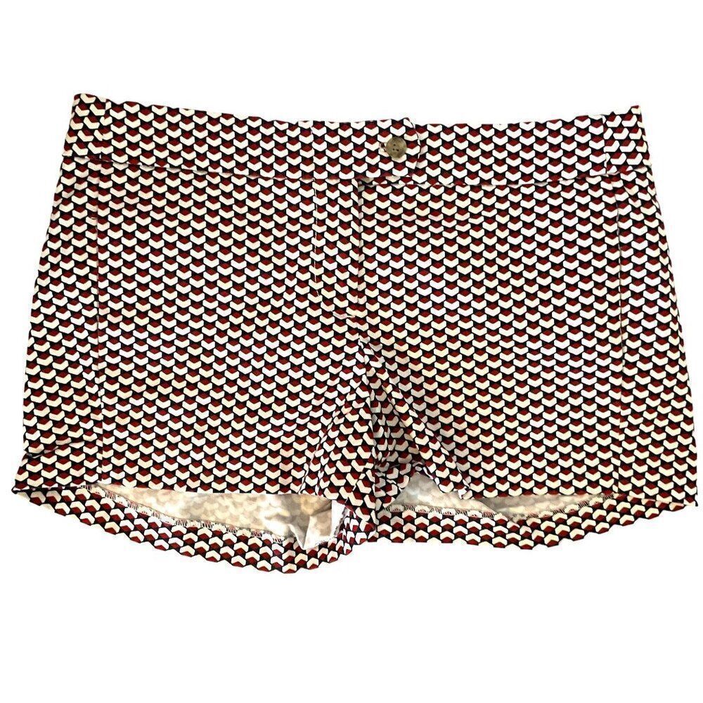 J. Crew Factory Stretch Shorts, size 6, Red, Navy Blue, White print, style 37569
